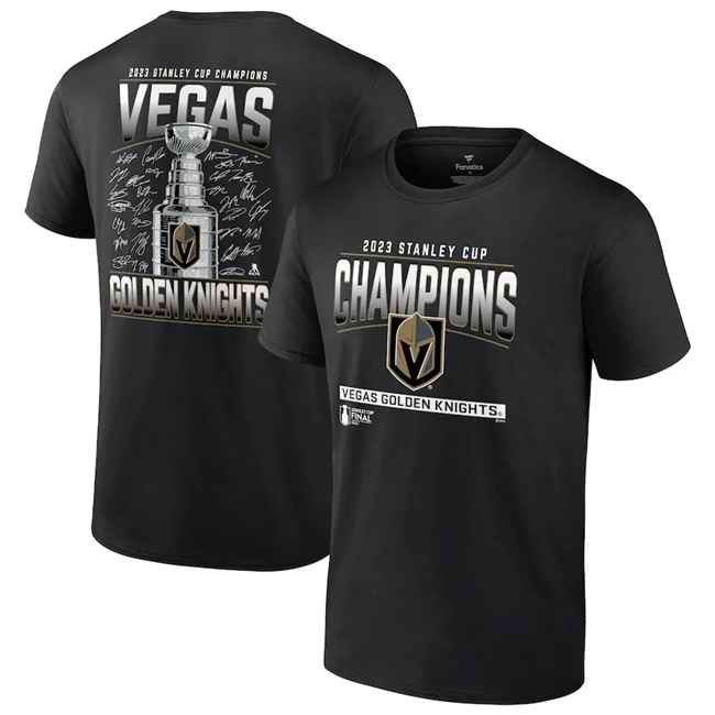 Men's Vegas Golden Knights Black 2023 Stanley Cup Champions Signature Roster T-Shirt