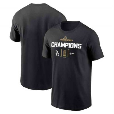 Men's Los Angeles Dodgers Black 2024 World Series Champions Trophy T-Shirt