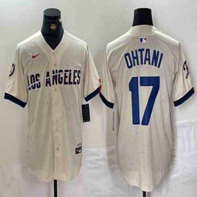 Men's Los Angeles Dodgers #17 Shohei Ohtani Cream Stitched Baseball Jersey