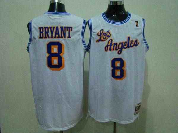 Mitchell and Ness Lakers #8 Kobe Bryant White Stitched Throwback NBA Jersey