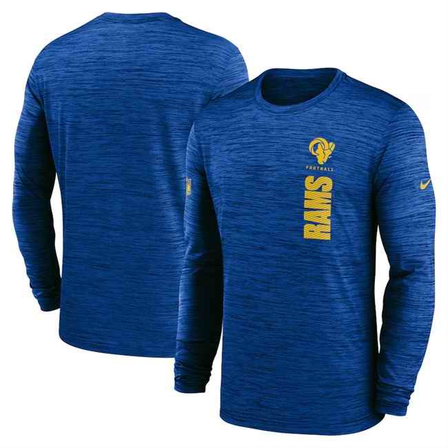 Men's Los Angeles Rams Royal 2024 Sideline Team Velocity Performance Long Sleeve T-Shirt