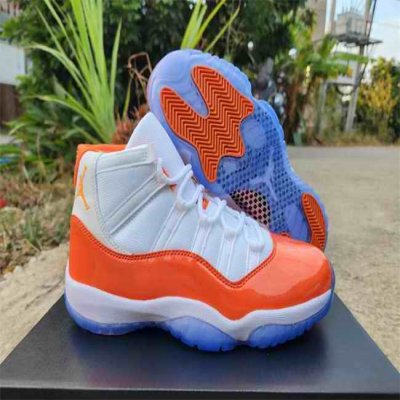 Men's Running weapon Air Jordan 11 White/Orange Shoes 074