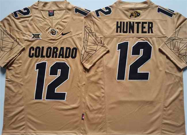 Men's Colorado Buffaloes #12 Travis Hunter Brown 2024 With Big 12 XII Patch 2024 F.U.S.E Stitched Football Jersey