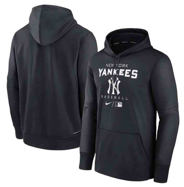 Men's New York Yankees Navy Pregame Performance Pullover Hoodie