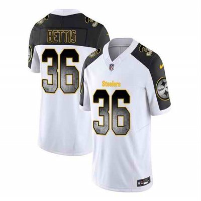 Men's Pittsburgh Steelers #36 Jerome Bettis White/Black 2023 F.U.S.E. Smoke  Vapor Untouchable Limited Stitched Jersey