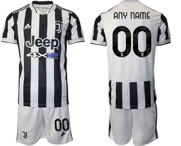 Men's Juventus Custom White/Black Home Soccer Jersey Suit