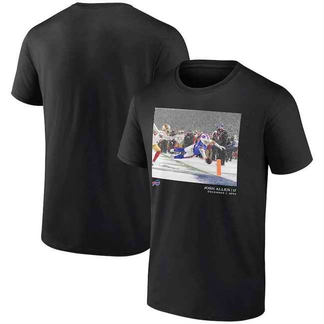 Men's Buffalo Bills Josh Allen Black Flash Features Week 13 T-Shirt