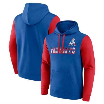 Men's New England Patriots Blue/Red Fleece Pullover Hoodie