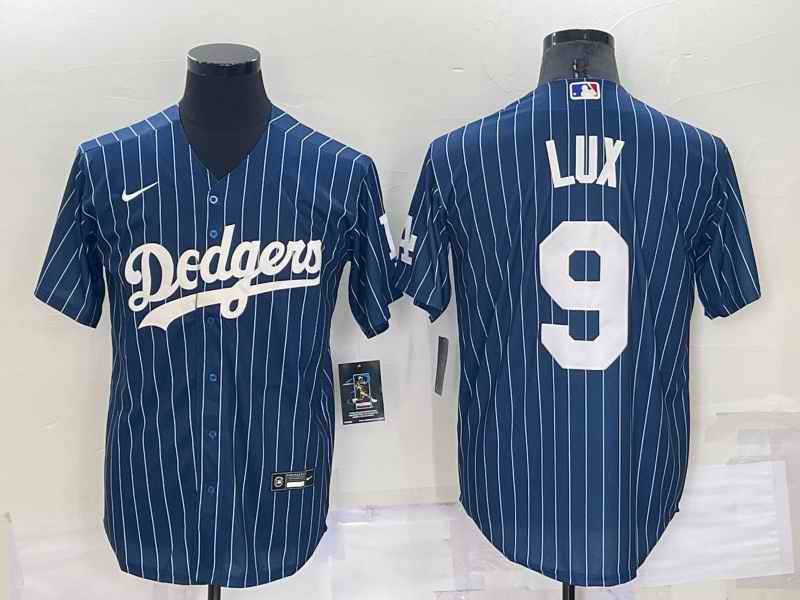 Men's Los Angeles Dodgers #9 Gavin Lux Navy Cool Base Stitched Jersey