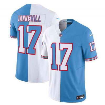 Men's Tennessee Titans #17 Ryan Tannehill White/Blue 2023 F.U.S.E. Split Vapor Limited Throwback Stitched Football Jersey