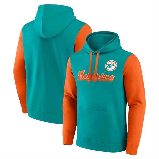 Men's Miami Dolphins Aqua/Orange Fleece Pullover Hoodie