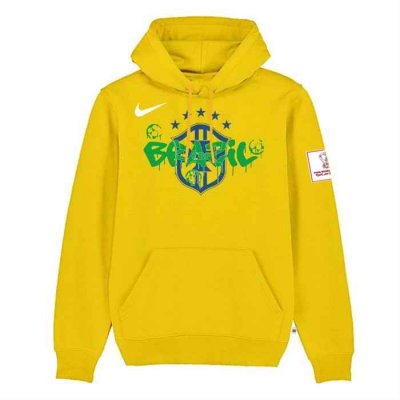 Men's Brazil FIFA World Cup Soccer Yellow Hoodie 001