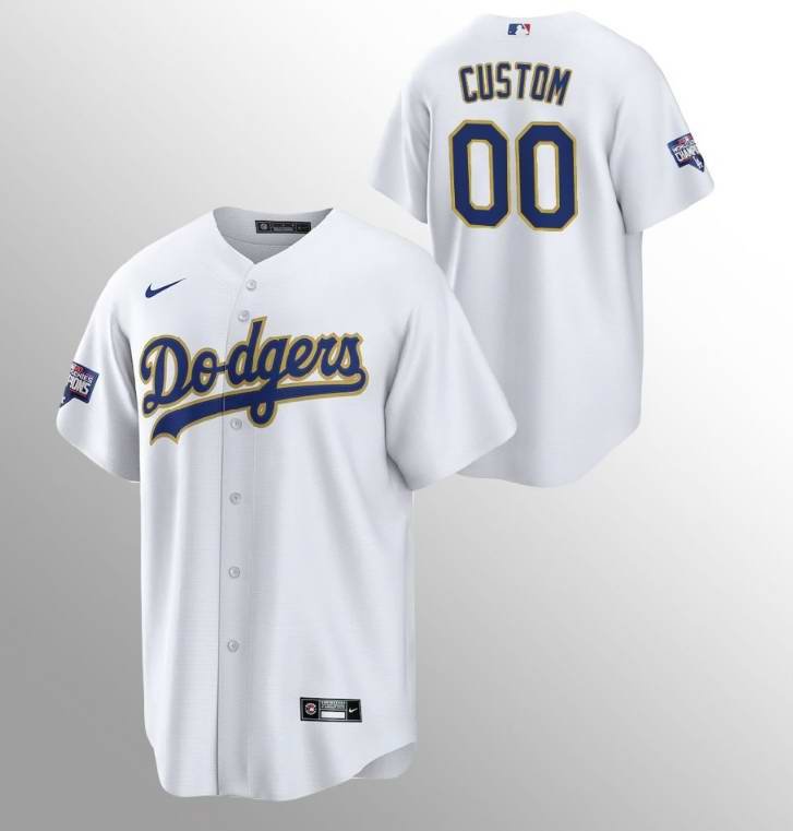 Men's Los Angeles Dodgers Customized 2021 Gold Program White Stitched Jersey