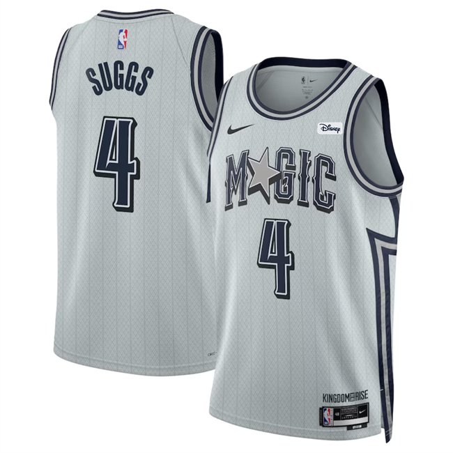 Men's Orlando Magic #4 Jalen Suggs Silver 2024/25 City Edition Stitched Basketball Jersey