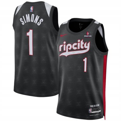 Men's Portland Trail Blazers #1 Anfernee Simons Black 2024/25 City Edition Edition Stitched Basketball Jersey