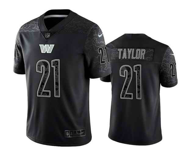 Men's Washington Commanders #21 Sean Taylor Black Reflective Limited Stitched Football Jersey