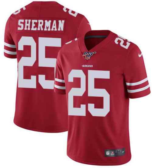 Men's San Francisco 49ers #25 Richard Sherman Red 2019 100th season Vapor Untouchable Limited Stitched NFL Jersey