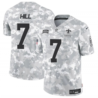 Men's New Orleans Saints #7 Taysom Hill 2024 F.U.S.E Arctic Camo Salute to Service Limited Stitched Football Jersey