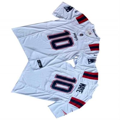 Men's New England Patriots #10 Drake Maye White 2024 Draft F.U.S.E  Vapor Limited Stitched Football Jersey