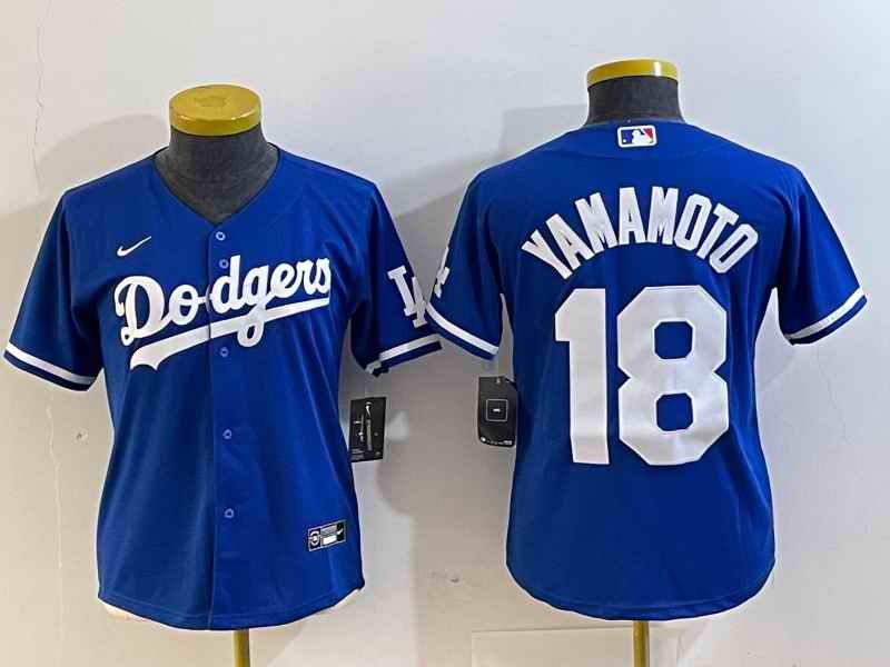 Women's Los Angeles Dodgers #18 Yoshinobu Yamamoto Blue Stitched Jersey(Run Small)