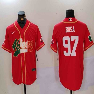 Men's San Francisco 49ers #97 Nick Bosa Red Mexico With Patch Stitched Baseball Jersey