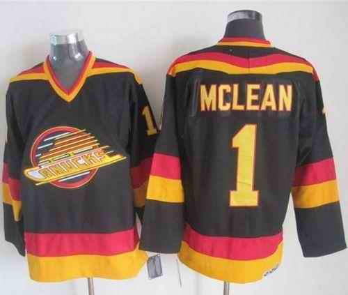 Canucks #1 Kirk Mclean Black/Gold CCM Throwback Stitched NHL Jersey