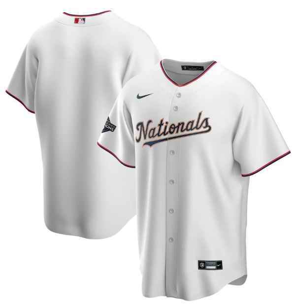 Men's Washington Nationals Blank White 2020 Gold Program Stitched Championship Jersey