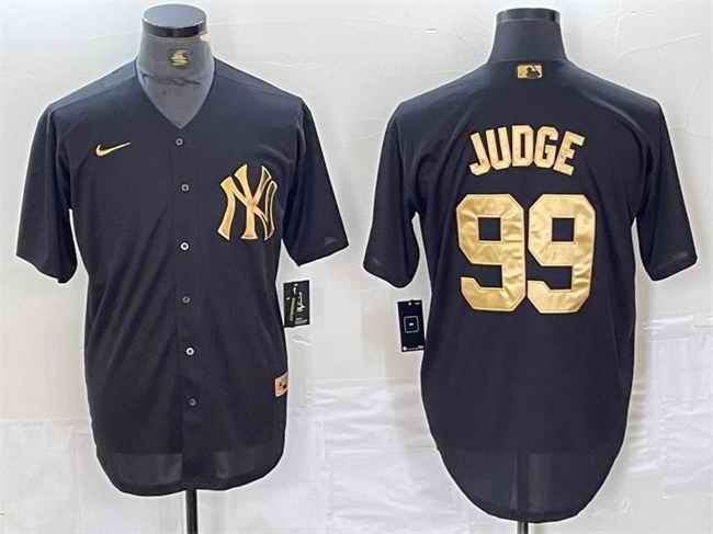 Men's New York Yankees #99 Aaron Judge Black Cool Base Stitched Baseball Jersey