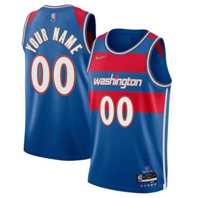 Men's Washington Wizards Active Player Custom 75th Anniversary 2021/2022 Blue City Edition Swingman Stitched Jersey