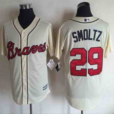 Braves #29 John Smoltz Cream New Cool Base Stitched MLB Jersey