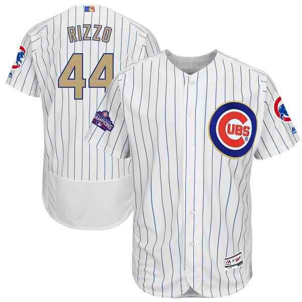 Men's Chicago Cubs #44 Anthony Rizzo Majestic White 2017 Gold Program Flex Base Player Stitched MLB Jersey