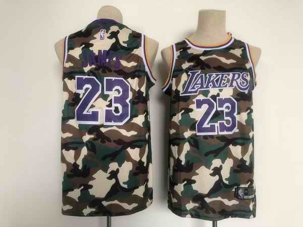 Men's Los Angeles Lakers #23 LeBron James Camo Stitched Jersey