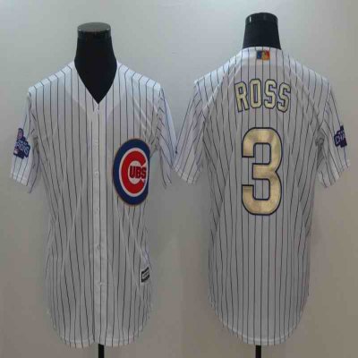 Men's Chicago Cubs #3 David Ross White 2017 Gold Program Cool Base Stitched MLB Jersey