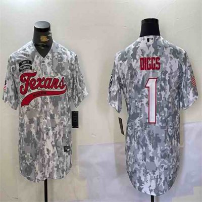 Men's Houston Texans #1 Stefon Diggs 2024 Arctic Camo Salute to Service Stitched Baseball Jersey