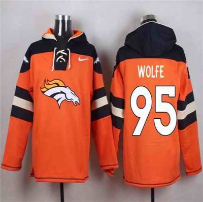 Nike Broncos #95 Derek Wolfe Orange Player Pullover NFL Hoodie