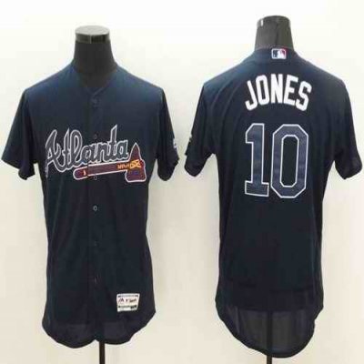 Braves #10 Chipper Jones Navy Blue Flexbase Authentic Collection Stitched MLB Jersey