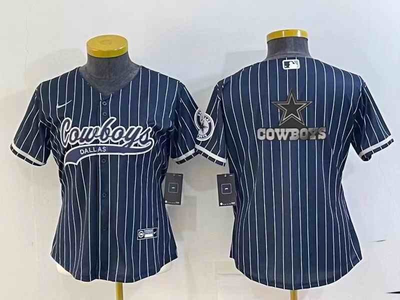 Youth Dallas Cowboys Navy Team Big Logo With Patch Cool Base Stitched Baseball Jersey