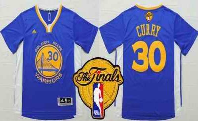 Warriors #30 Stephen Curry Blue Short Sleeve The Finals Patch Stitched NBA Jersey