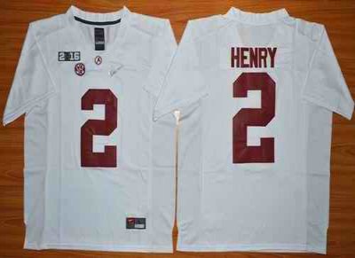 Crimson Tide #2 Derrick Henry White 2016 National Championship Stitched NCAA Jersey