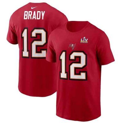 Men's Tampa Bay Buccaneers #12 Tom Brady Red Super Bowl LV  NFL T-Shirt