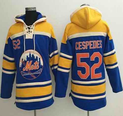 Mets #52 Yoenis Cespedes Blue Sawyer Hooded Sweatshirt MLB Hoodie