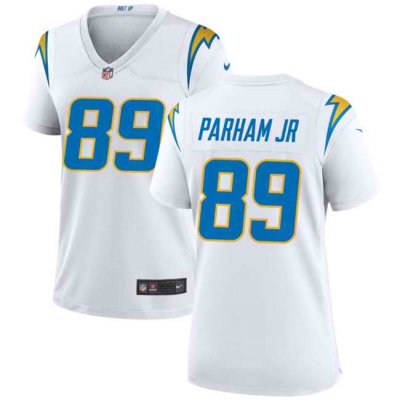 Women's Los Angeles Chargers #89 Donald Parham Jr White Stitched Game Jersey(Run Small)