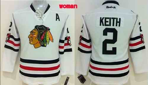 Blackhawks #2 Duncan Keith White 2015 Winter Classic Women's Stitched NHL Jersey