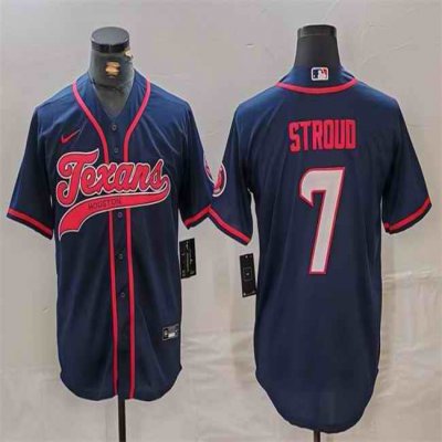 Men's Houston Texans #7 C.J. Stroud Navy With Patch Cool Base Stitched Baseball Jersey