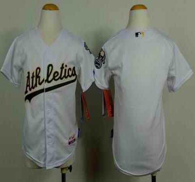 Athletics Blank White Cool Base Stitched Youth MLB Jersey