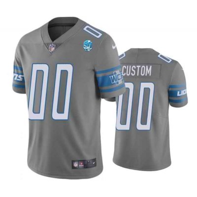 Men's Detroit Lions Active Player Custom Grey  90th Anniversary Vapor Untouchable Limited Stitched Jersey