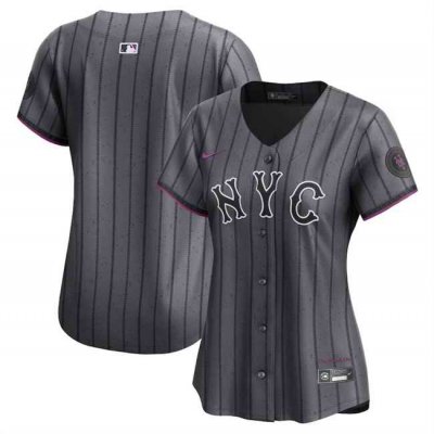 Women's New York Mets Blank Graphite 2024 City Connect Limited Stitched Baseball Jersey(Run Small)