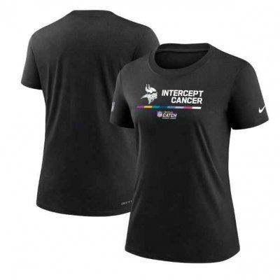 Women's Minnesota Vikings 2022 Black Crucial Catch Performance T-Shirt(Run Small)