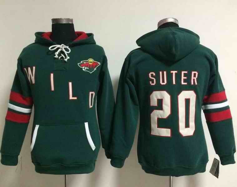 Minnesota Wild #20 Ryan Suter Green Women's Old Time Heidi NHL Hoodie