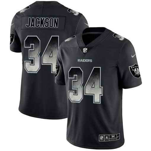 Men's Oakland Raiders #34 Bo Jackson Black 2019 Smoke Fashion Limited Stitched NFL Jersey